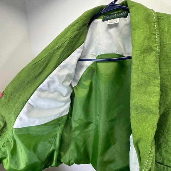 VTG Harve Benard 100% Linen Green Blazer 3/4 Sleeve Womens Size 8 Easter Summer - Picture 5 of 10